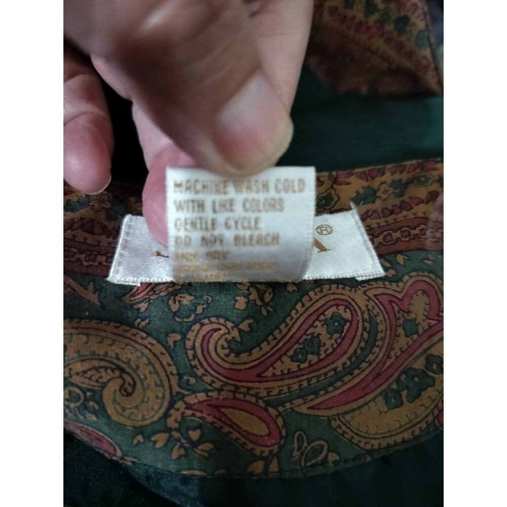 M1181) Vintage Summa Men Paisley Print Brown Red Silk XL - Picture 7 of 7